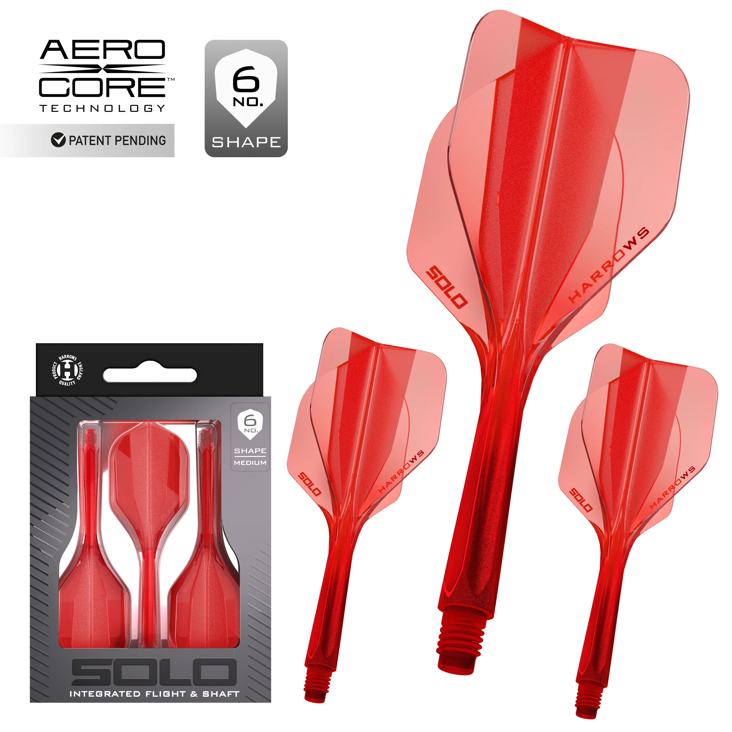 HARROWS SOLO 6 Flights Komplett-Schaftsystem Rot / Medium L330 33.0 mm